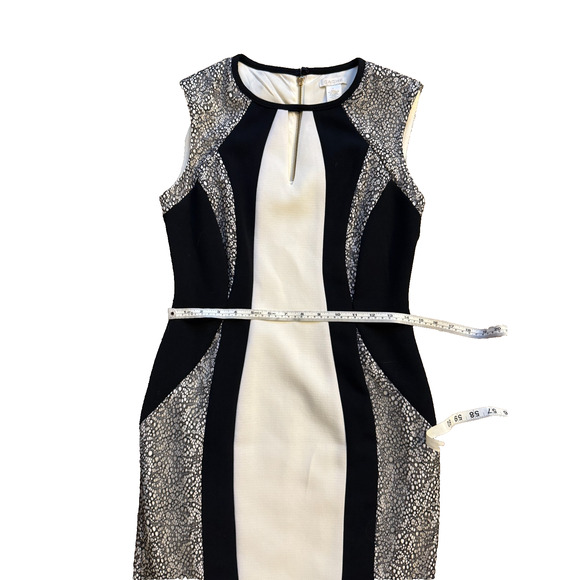 Cache Dress Size 4 Black White Colorblock Sheath Full Zip Back New Years Eve - Picture 3 of 7